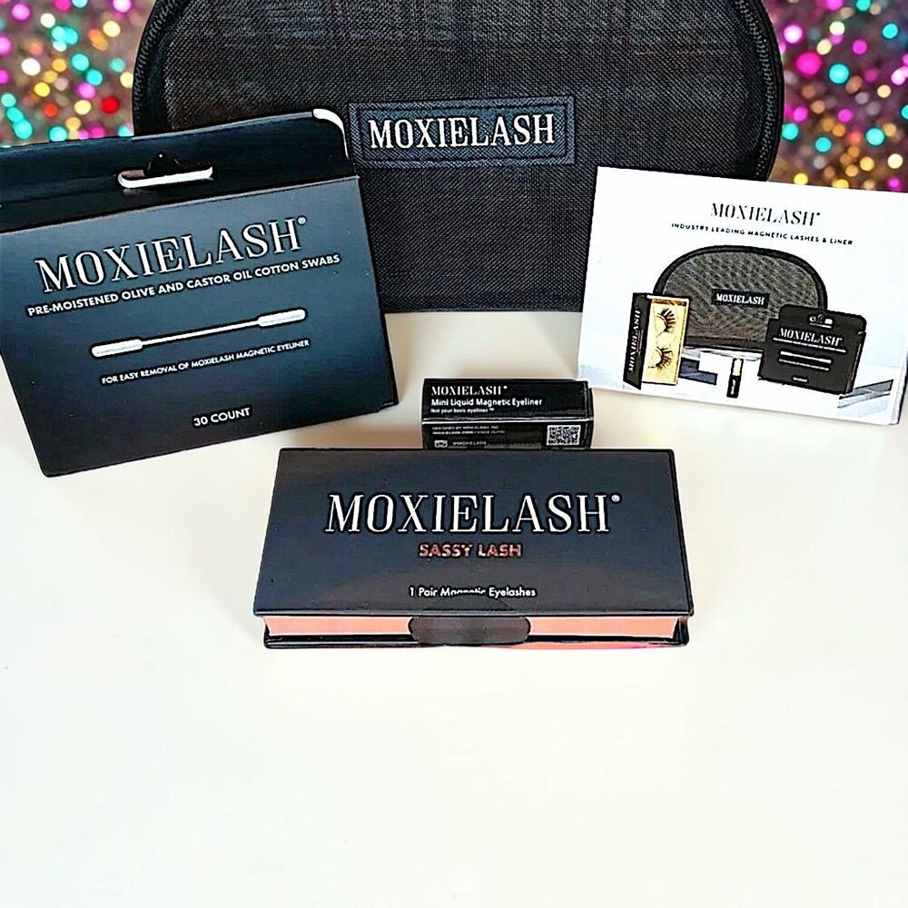 MoxieLash Sassy Luxe Bundle Magnetic Lashes, Liner, Removers, & Bag NIB